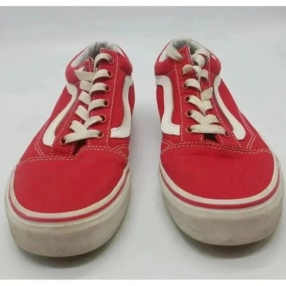 Vans Old Skool Red White Lace Up Low Top Skate Sneakers Men's 6.5 Women’s 7.5 - Picture 4 of 8